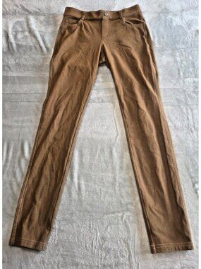 Yelete Women’s Cotton-Blend 5-Pocket Skinny Jegging Coffee Stretch Pants- Medium